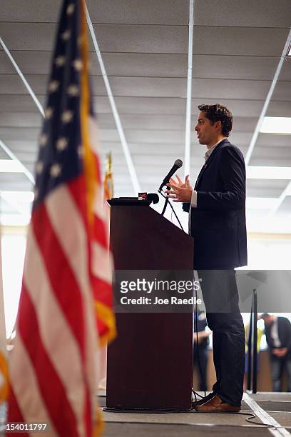 Craig Romney the son of Republican presidential candidate, former Massachusetts Gov. Mitt Romney speaks at a campaign rally for his father at Florida...
