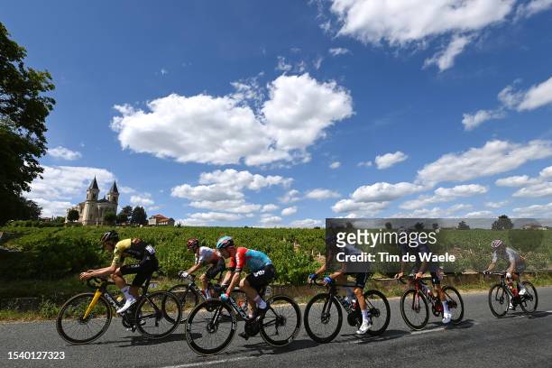 Tiesj Benoot of Belgium and Team Jumbo-Visma, Guillaume Martin of France and Team Cofidis, Victor Campenaerts of Belgium and Team Lotto Dstny, Dylan...