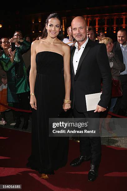 Bettina Zimmermann and Christian Berkel arrive for the Hesse Film and Cinema Award 2012 at Alte Oper on October 12, 2012 in Frankfurt am Main,...