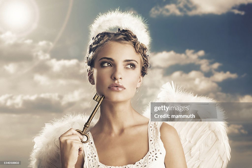 Angel holding the key of heaven