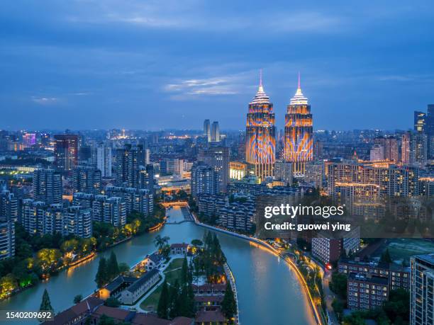 harmonious community and skyscrapers on suzhou river - jasper national park stock pictures, royalty-free photos & images