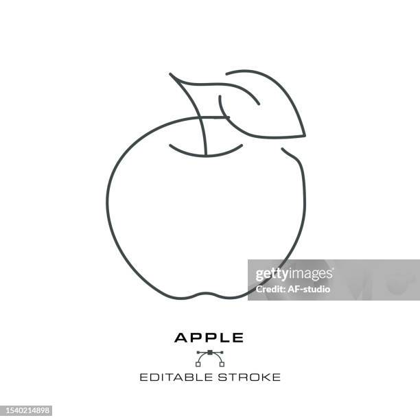 apple fruit - environmental conservation - editable stroke - abstract apple logo stock illustrations