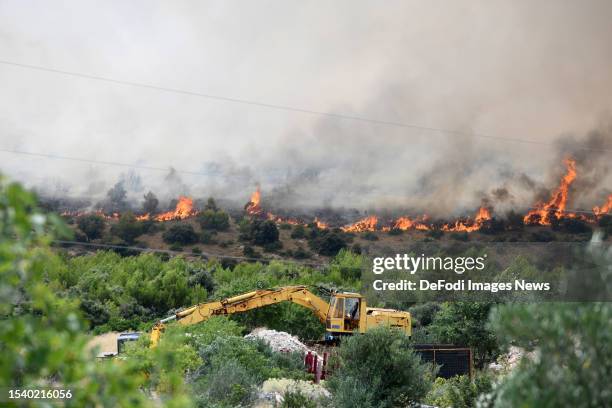 Major fire broke out in Grebastica village in Sibenik, Croatia on July 13, 2023. 79 firefighters with 28 fire trucks, Sibenik Intervention Fire...