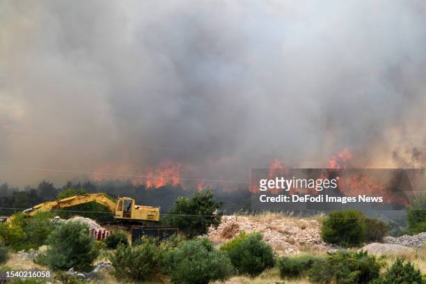 Major fire broke out in Grebastica village in Sibenik, Croatia on July 13, 2023. 79 firefighters with 28 fire trucks, Sibenik Intervention Fire...