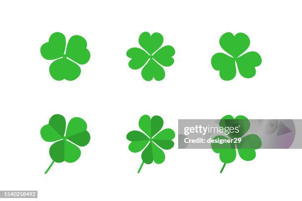 bildbanksillustrationer, clip art samt tecknat material och ikoner med shamrock icon set vector design on white background. - fyrklöver