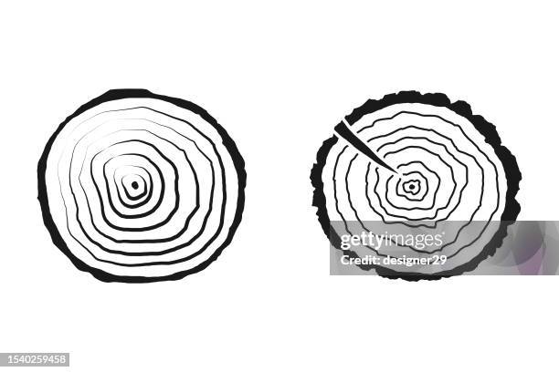 baumringe-icon-set. - holzstamm stock-grafiken, -clipart, -cartoons und -symbole