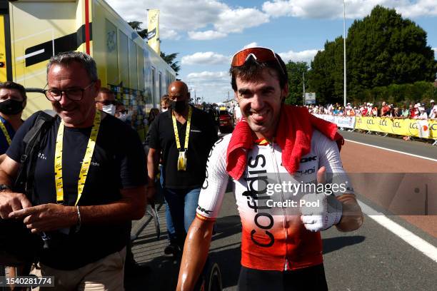 Stage winner Ion Izagirre of Spain and Team Cofidis reacts after the stage twelve of the 110th Tour de France 2023 a 168.8km stage from Roanne to...