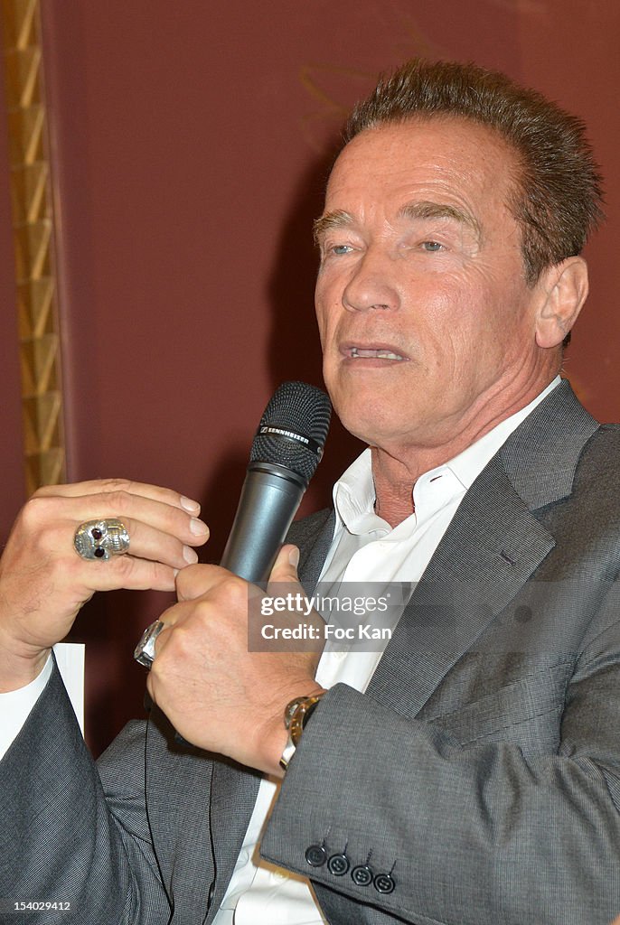Arnold Schwarzenegger presents his book 'Total Recall' at the Hotel Lutetia