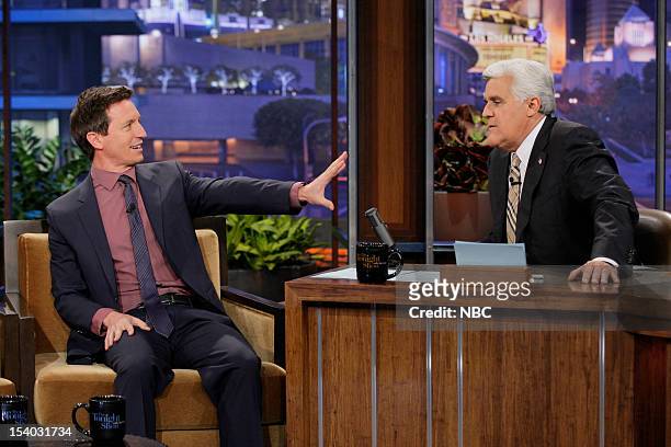 Episode 4335 -- Pictured: Rove McManus during an interview with host Jay Leno on October 12, 2012 --