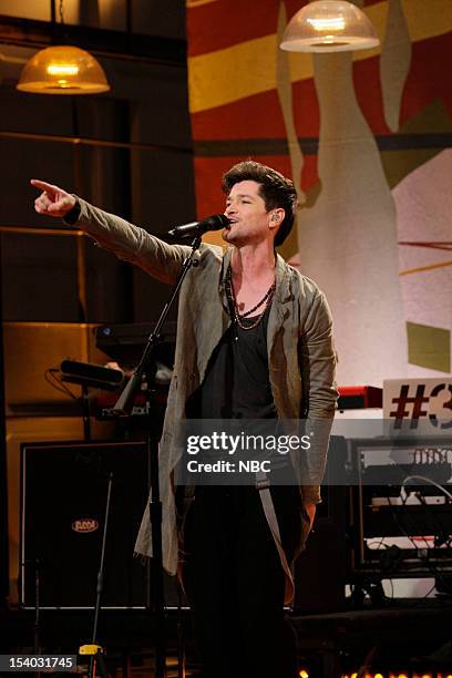 Episode 4335 -- Pictured: Danny O'Donoghue of musical guest The Script performs on October 12, 2012 --