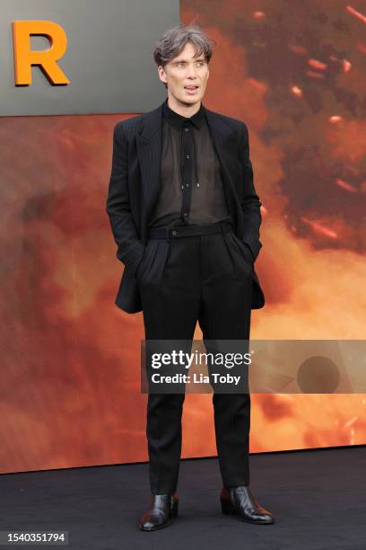 Cillian Murphy attends the UK Premiere of "Oppenheimer" at Odeon Luxe Leicester Square on July 13, 2023 in London, England.