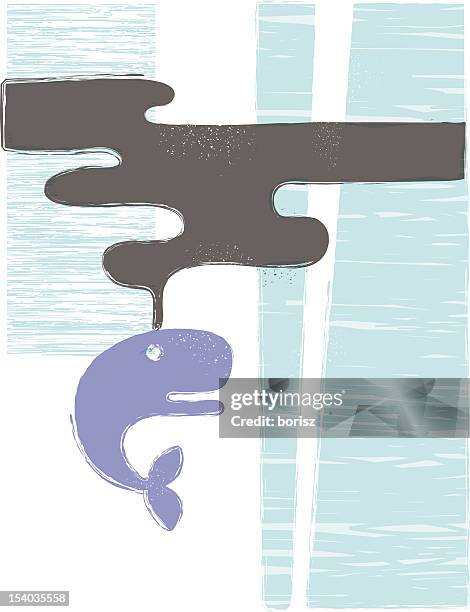 save the whales - ocean pollution stock illustrations