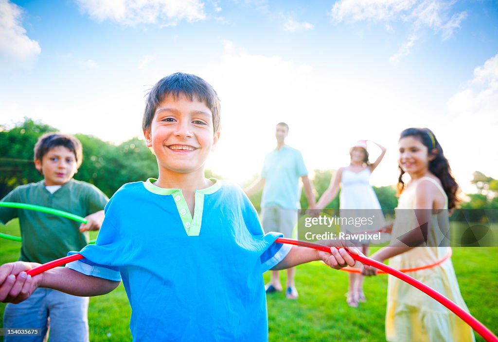 Family having fun together in the park