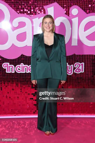 Greta Gerwig attends a photocall on July 13, 2023 in London, England.