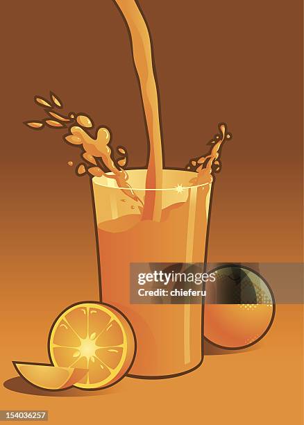 stockillustraties, clipart, cartoons en iconen met orange juice splash - splash jus d'orange