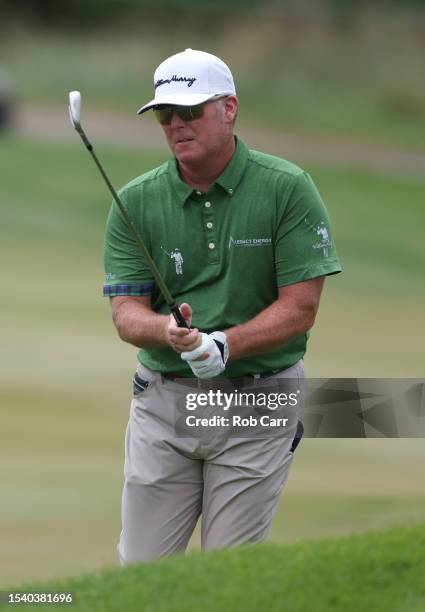 Points of the United States prepares to play his second shot on the 18th hole during the first round of the Barbasol Championship at Keene Trace Golf...