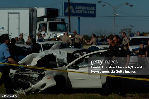 The death of an Amber Alert suspect is the result when a white Dodge Neon, with bullet holes on the drivers side, crashed into a pickup during a high...