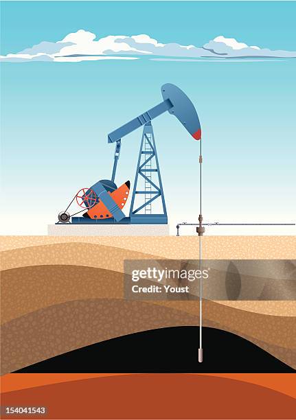 illustrazioni stock, clip art, cartoni animati e icone di tendenza di olio pompa jack - oil well