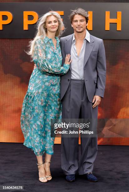 Tamsin Egerton and Josh Hartnett attend the "Oppenheimer" UK Premiere at the Odeon Luxe Leicester Square on July 13, 2023 in London, England.