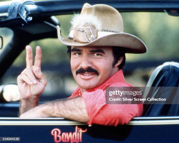 American actor Burt Reynolds as Bo 'Bandit' Darville, in 'Smokey And The Bandit', 1977.