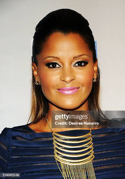 Actress Claudia Jordan attends the "Celebrity Apprentice All Stars" Season 13 Press Conference at Jack Studios on October 12, 2012 in New York City.