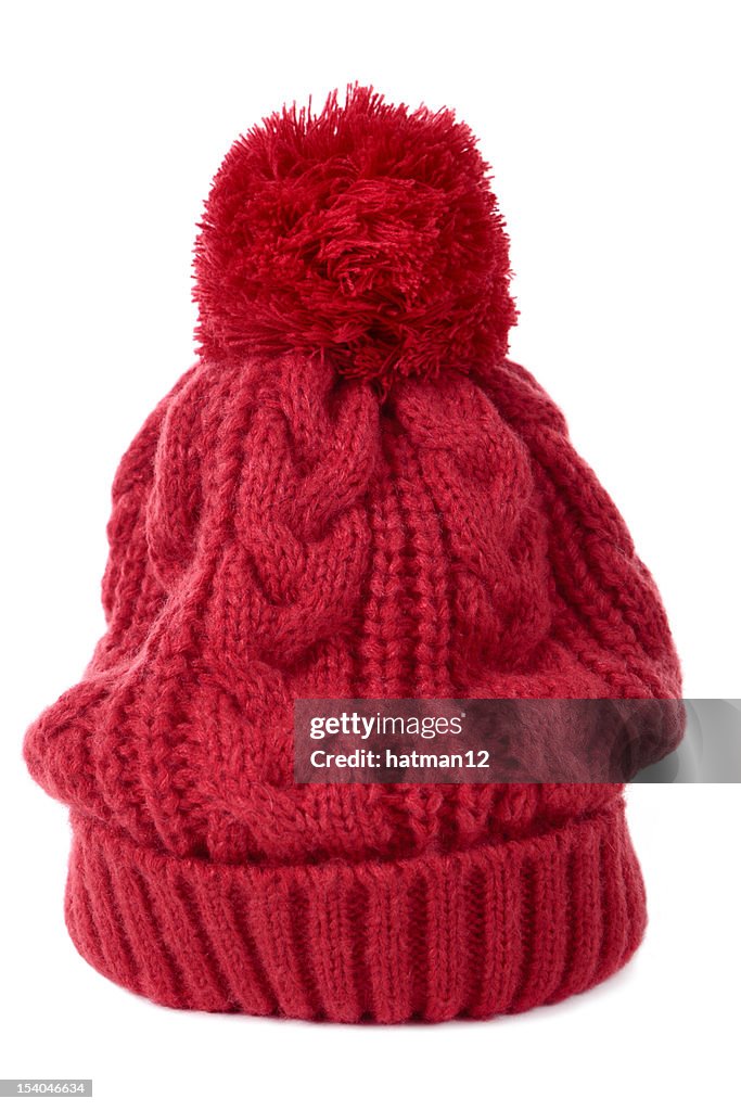 Red bobble hat