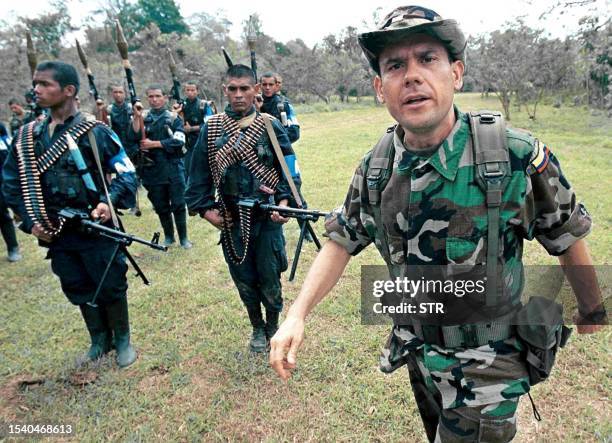 Photo of Carlos Castano taken 20 February 2001 in Antiquia, Colombia. Fotografia tomada el 20 de febrero de 2001 de Carlos Castano , comandante de...