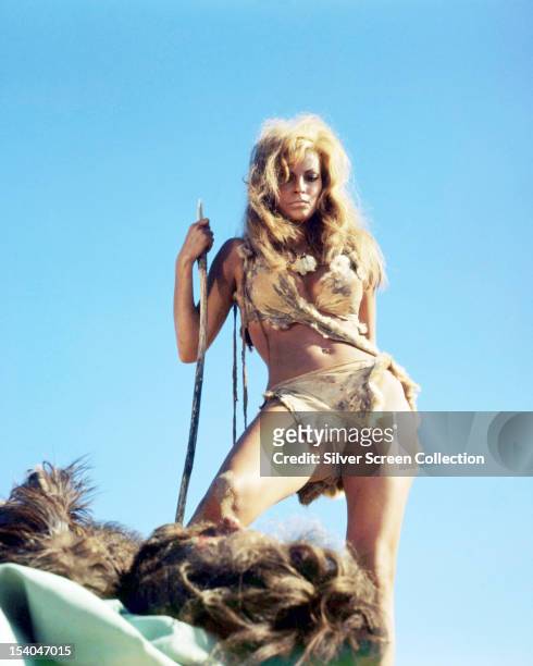 American actress Raquel Welch as Loana in 'One Million Years BC', directed by Don Chaffey, 1966.