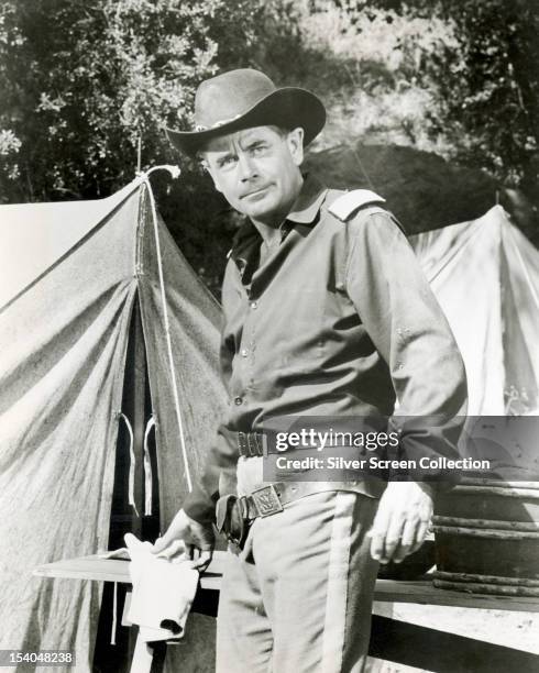 Canadian-born American actor Glenn Ford in a western role, circa 1965.