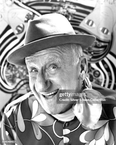 American comedian and actor Jimmy Durante , wearing a psychedelic shirt, circa 1968.