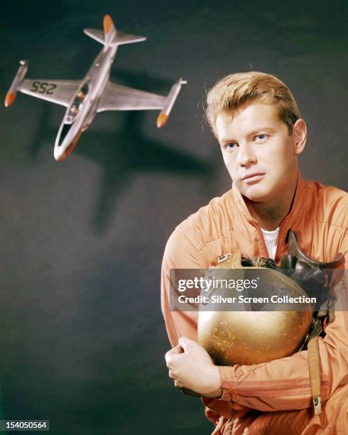 American actor Troy Donahue as navy jet pilot McVey, in a publicity still for 'The Crowded Sky', directed by Joseph Pevney, 1960.