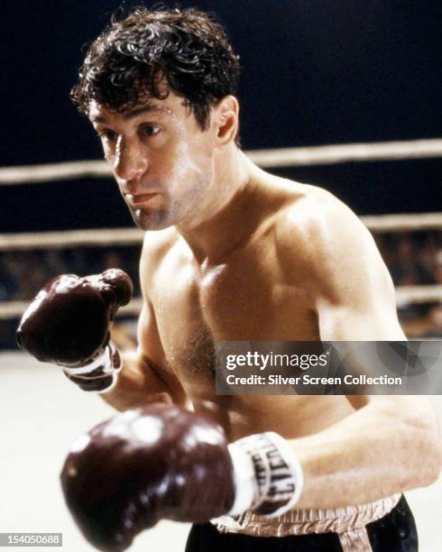 American actor Robert De Niro as Jake LaMotta in a fight scene from 'Raging Bull', directed by Martin Scorsese, 1980.