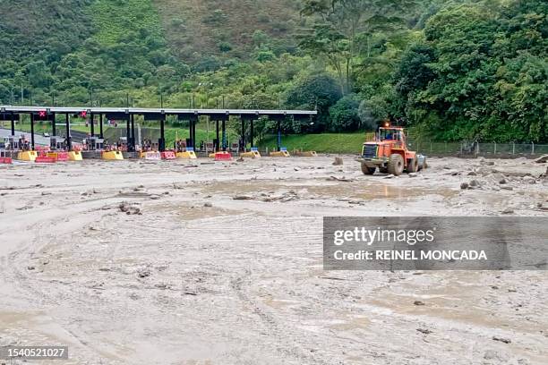 General view of the Naranjal Toll on the Bogota-Villavicencio highway after a landslide in the Quetame municipality, Cundinamarca department,...