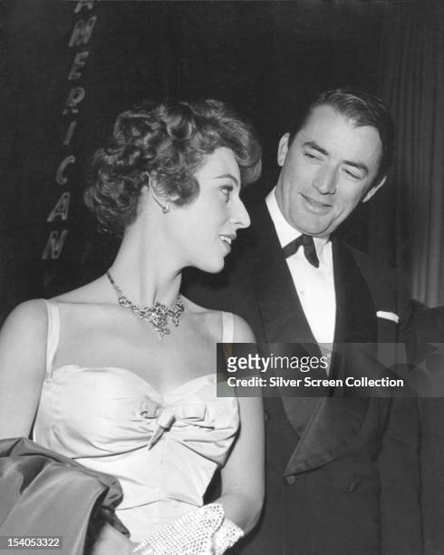 American actor Gregory Peck with his second wife Veronique , circa 1958.