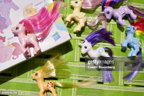 Hasbro My Little Pony toys arranged in Germantown, New York, US, on Friday, July 14, 2023. Hasbro Inc. Is scheduled to release earnings figures on...