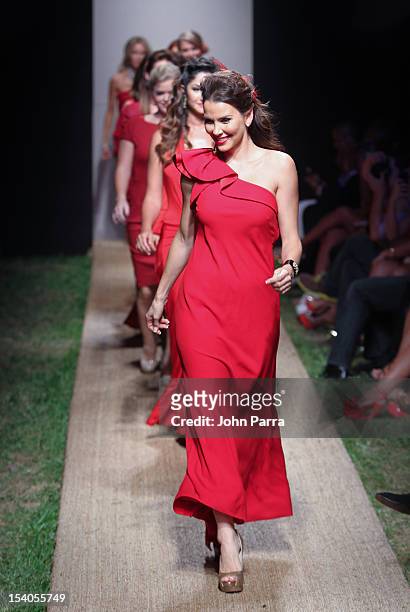 Gabriela Vergara walks the runway during Red Dress Fashion Show at Funkshion to benefit Go Red For Women on October 12, 2012 in Miami Beach, Florida.