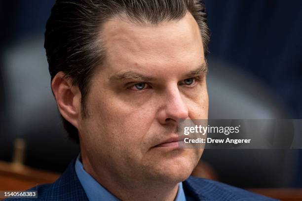 Rep. Matt Gaetz attends a House Armed Services Subcommittee on Cyber, Information Technologies and Innovation hearing about artificial intelligence...