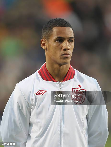 Tom Ince of England stands during the Under 21 European Championship Play Off between England U21 and Serbia U21 at Carrow Road on October 12, 2012...