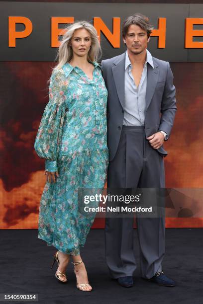 Tamsin Egerton and Josh Hartnett attend the "Oppenheimer" UK Premiere at Odeon Luxe Leicester Square on July 13, 2023 in London, England.