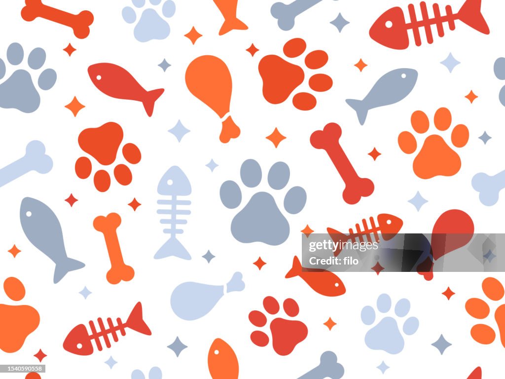 Seamless Pets Cat and Dog Animal Theme Background Pattern