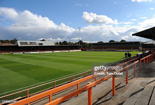 General view of the stadium during the npower League Two match between Barnet and Plymouth Argyle at Underhill Stadium on October 13, 2012 in Barnet,...
