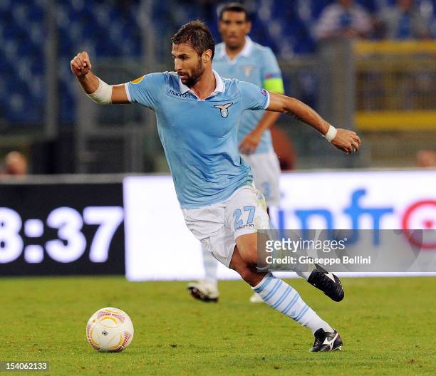 Lorik Cana of Lazio in action during the UEFA Europa League group J match between S.S. Lazio and NK Maribor at Stadio Olimpico on October 4, 2012 in...