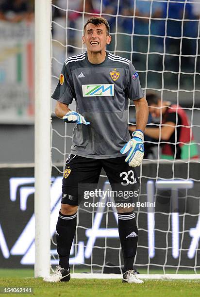 Jasmin Handanovic of NK Maribor in action during the UEFA Europa League group J match between S.S. Lazio and NK Maribor at Stadio Olimpico on October...