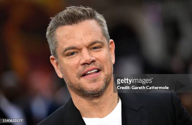 Matt Damon attends the "Oppenheimer" UK Premiere at Odeon Luxe Leicester Square on July 13, 2023 in London, England.
