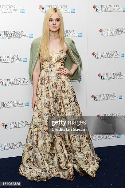 Actress Elle Fanning attends the premiere of 'Ginger and Rosa' during the 56th BFI London Film Festival at Odeon West End on October 13, 2012 in...