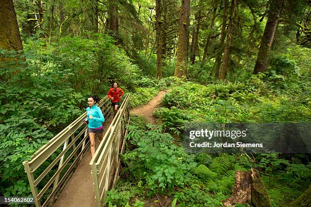 trail running in oregon. - lincoln city oregon stock pictures, royalty-free photos & images