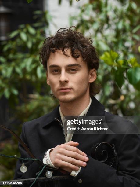 Actor Wyatt Oleff is photographed for Hemispheres Magazine on March 31, 2023 at The Wesley in New York City.