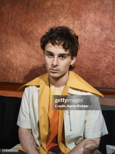 Actor Wyatt Oleff is photographed for Hemispheres Magazine on March 31, 2023 at The Wesley in New York City.