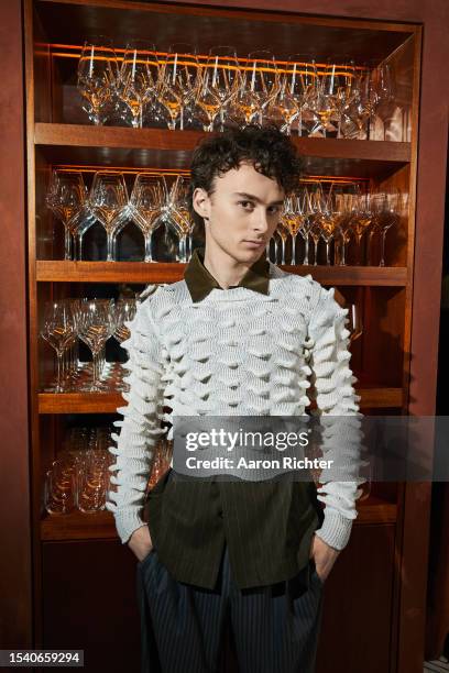 Actor Wyatt Oleff is photographed for Hemispheres Magazine on March 31, 2023 at The Wesley in New York City.