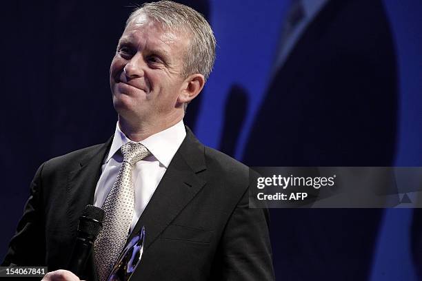 Nic Robertson of CNN poses after winning the Television prize at the annual Bayeux-Calvados award ceremony on October 13, 2011 in Bayeux, western...